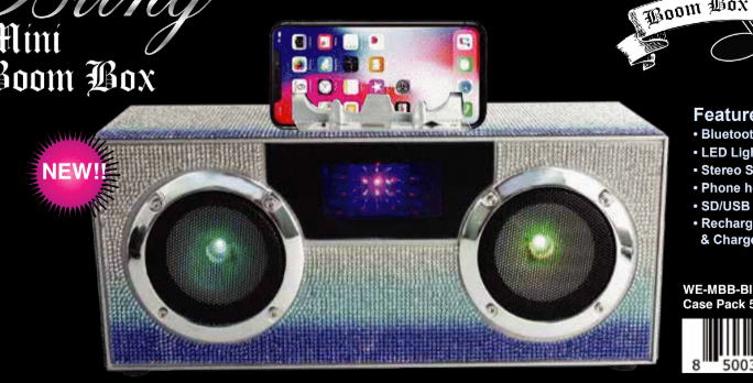 Blue Bling Mini Boombox