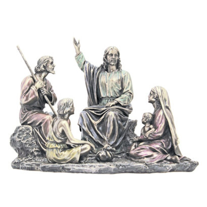 Christ Teaching, Cold-Cast Bronze, Lightly Painted, 10x7"