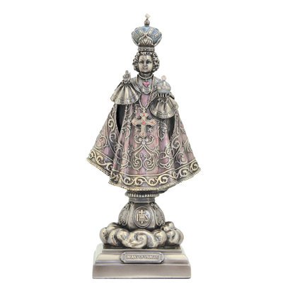 Infant of Prague, Cold-Cast Bronze, Lightly painted 8"