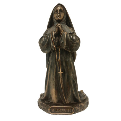 St. Bernadette Kneeling, Cold-Cast Bronze, Lightly Painted 6"