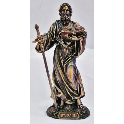 St. Paul Cold-Cast Bronze Lightly Painted 8" Statue