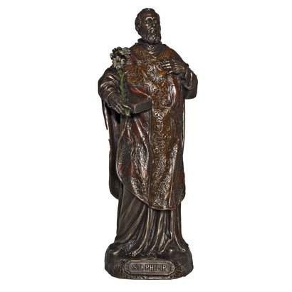 St. Philip Cold Cast Bronze Veronese Lightly Hand Painted 8" Statue