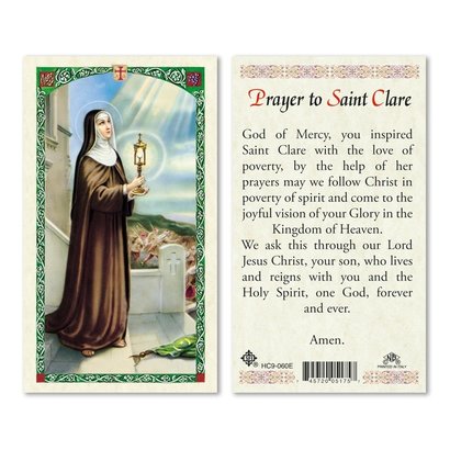 Prayer to St. Clare Laminated Prayer Card