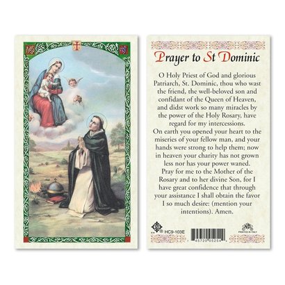 Prayer to Saint Dominic, Laminated Prayer Card