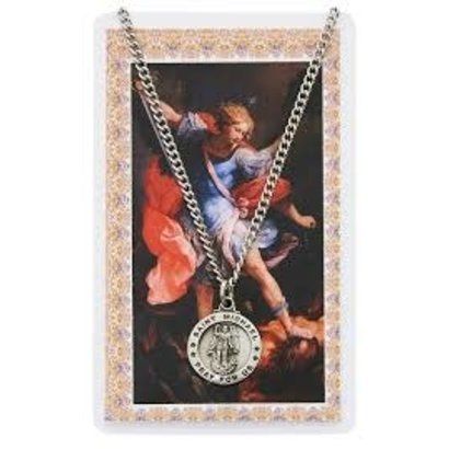 St. Michael the Archangel Pewter Necklace and Laminated Holy Card