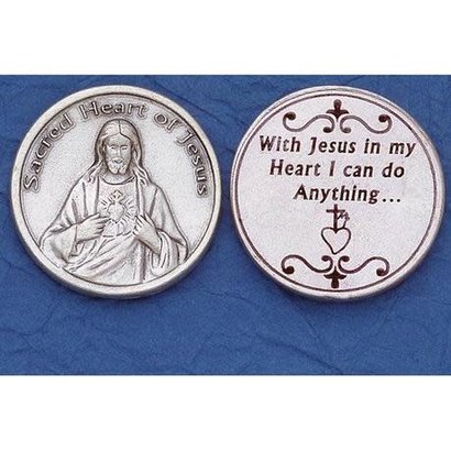 Sliver Plated High Relief Coin, Sacred Heart