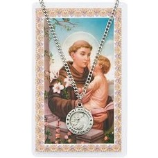 St. Anthony Pewter Necklace and Holy Card