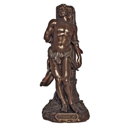 St. Sebastian Cold-Cast Bronze Lightly Hand Painted 8" Statue