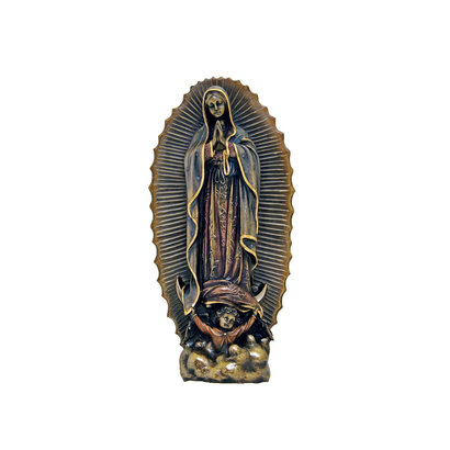 Our Lady of Guadalupe Cold-Cast Bronze Lightly Hand Painted 9.5" Statue