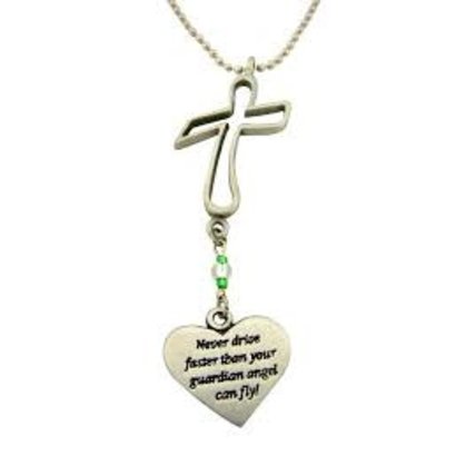 Cross with Heart "never fly faster" Rearview Mirror Ornament