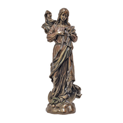 Mary Untier of Knots, Cold-Cast Bronze, Lightly Hand Painted 8" Statue