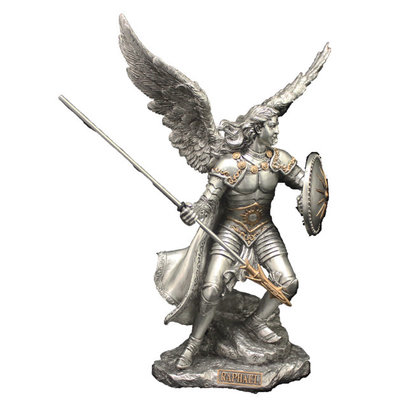 St. Raphael, Cold-Cast Bronze Pewter Style 13.5" Statue