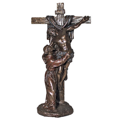 Christ with St. Francis, Cold-Cast Bronze 11.5" Statue