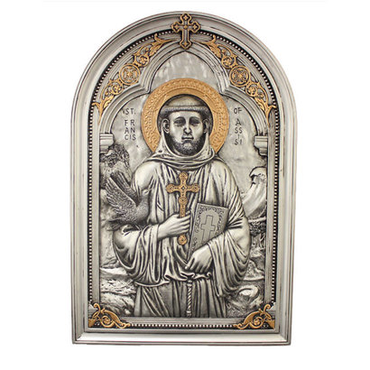 St. Francis, Cold-Cast Bronze Veronese Plaque 6x9"