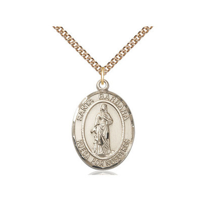 St. Barbara, 14kt GF, 1x3/4, 24" Chain, Spanish