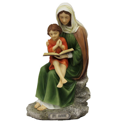 St. Anne Statue, 8", Fully Hand-Painted