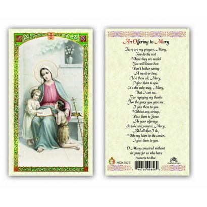An Offering to Mary Laminated Holy Card