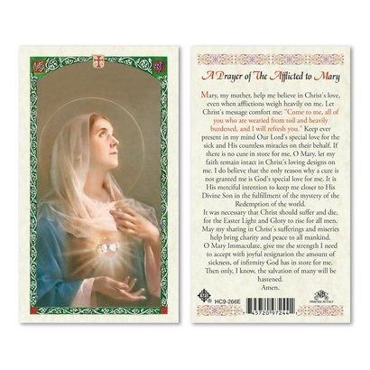 Mary Afflicted, Prayer to - Holy Card