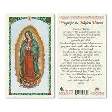 Prayer for the Helpless Unborn OLG Holy Card