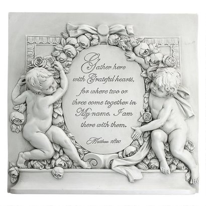 "Gather Here with Grateful Hearts" Wall Plaque, 14.5 x 14.5