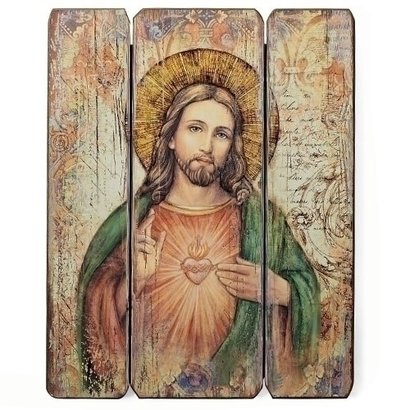 Sacred Heart of Jesus Wood Panel, 15"