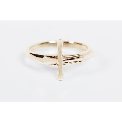Cross Ring, 14 kt Solid Gold