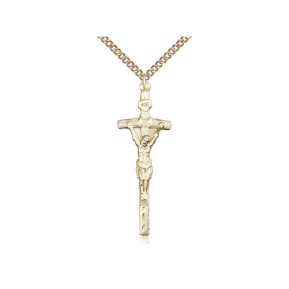 St. John Paul II Crucifix, GF, 2 x 5/8, 27" GF Heavy Curb Chain