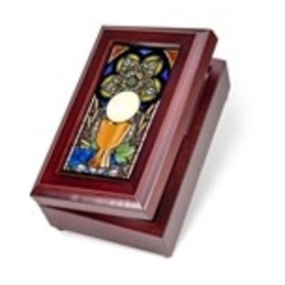 Mahogany First Communion Music Box