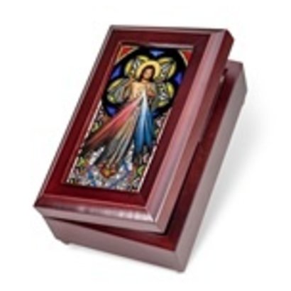 Mahogany Divine Mercy Music Box