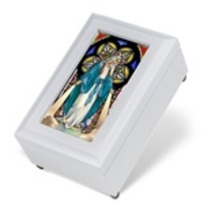 White Our Lady of Grace Music Box
