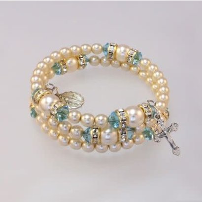 Spiral Rosary Bracelet, Aqua
