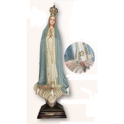 Our Lady of Fatima 21.5" Blue & Gold Textured Finish Made in Portugal
