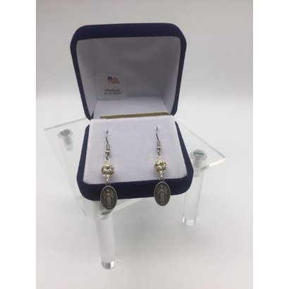 Crystal Miraculous Medal Earrings
