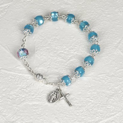 Genuine Crystal with Rose Rosary Bracelet