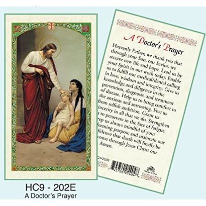 A Doctor's Prayer, Laminated Holy Card, Printed in Italy