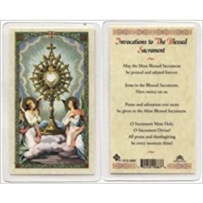Invocation to The Blessed Sacrament Laminated Holy Card Printed in Italy