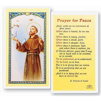 Prayer For Peace Laminated Holy Card, Printed in Italy