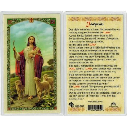 Footprints Laminated Holy Card, Printed in Italy