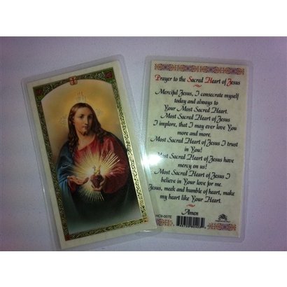 Prayer to the Sacred Heart of Jesus Laminated Holy Card, Printed in Italy