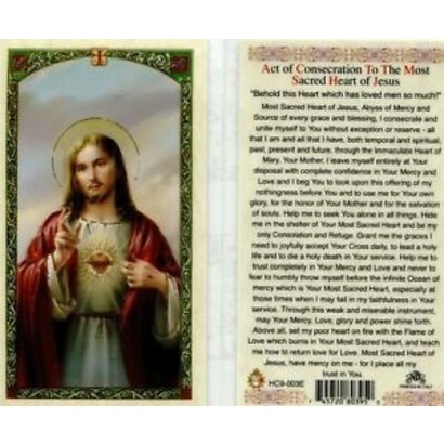 Act of Contrition to the Most Sacred heart of Jesus Laminated Holy Card, Printed in Italy