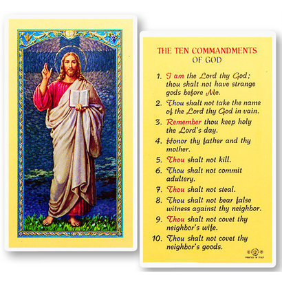 The 10 Commandments of God Holy Card, Printed in Italy