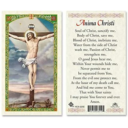Anima Christi Laminated Holy Card, Printed in Italy
