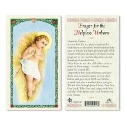 Prayer for the Helpless Unborn Laminated Holy Card, Printed in Italy