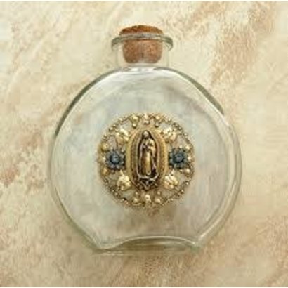Holy Water Bottle Vintage Guadalupe with Crystals