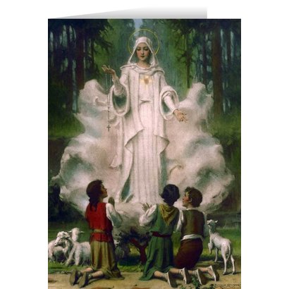 Blamk Greeting Card: Our Lady of Fatima in Cloud