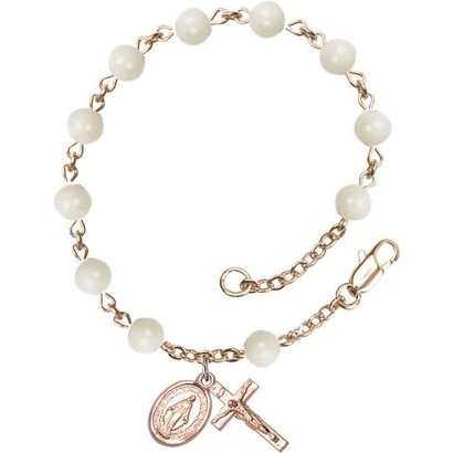 Rosary Bracelet GF 6mm Mother of Pearl 7.25"