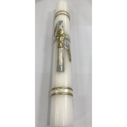 FC Candle Silver Cross with Gold Chalace 12"