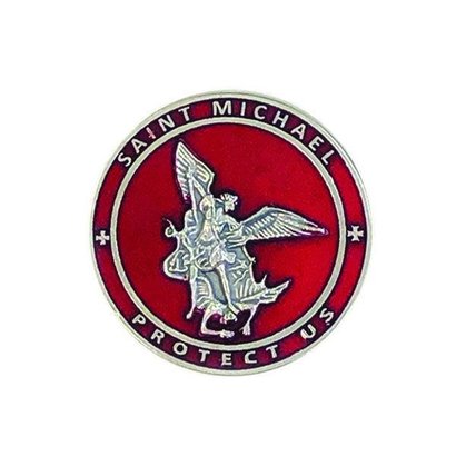 St. Michael Red Enamel Visor Clip