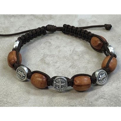 Brown St. Benedict Medal Bracelet