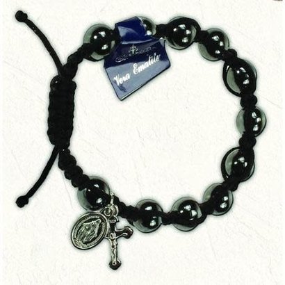 Black Bead Bracelet with Marian Medal